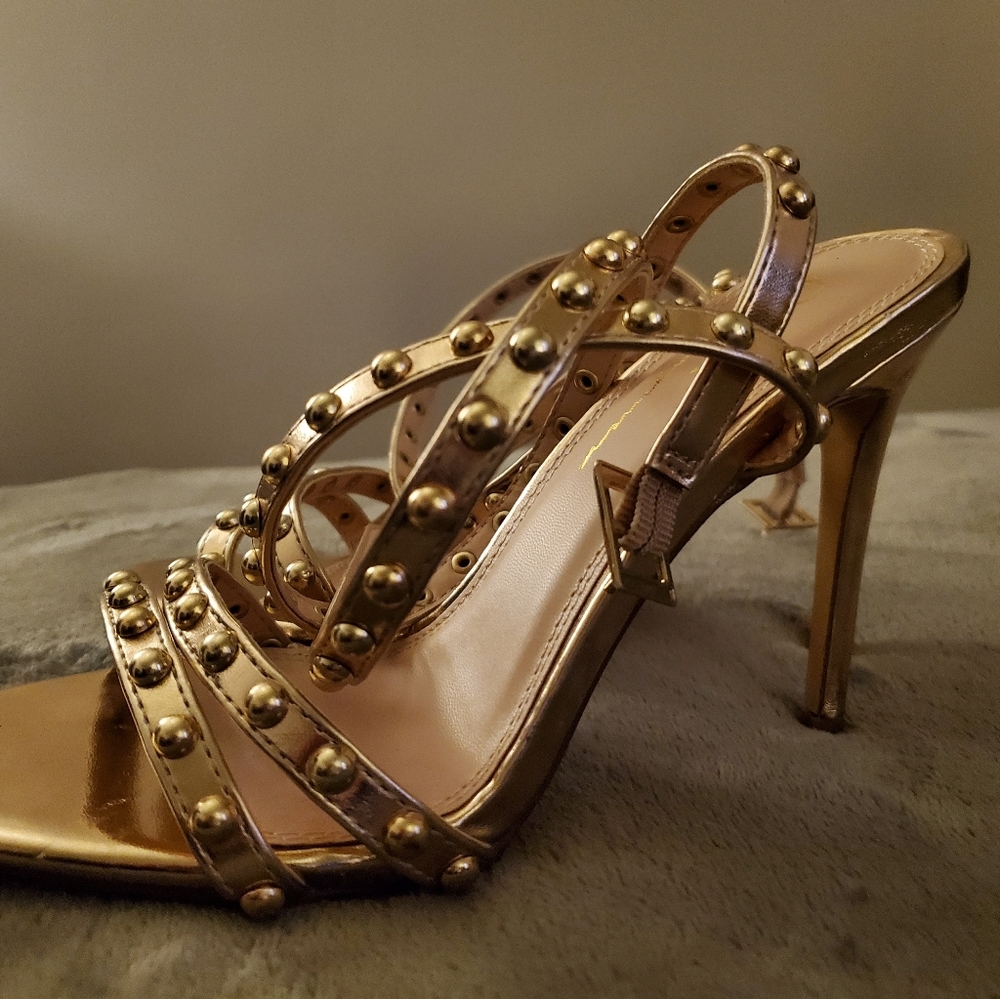 Olivia Ferguson Gold strap heels